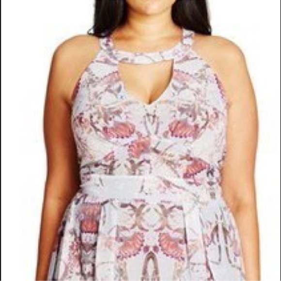 City Chic Purple /Grey Halter Keyhole Maxi Dress Sz 14 - Picture 12 of 15